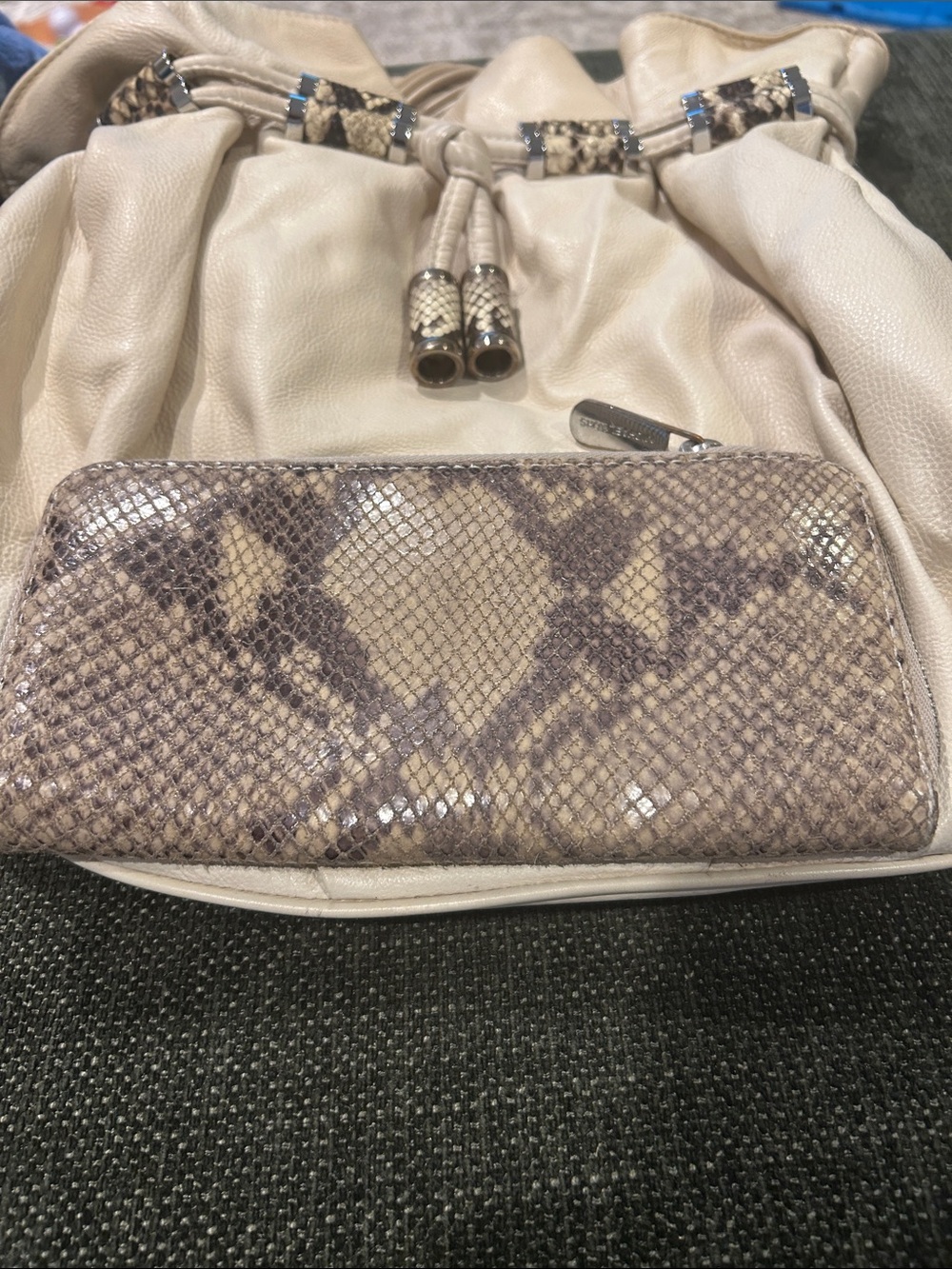 Michael Kors Neutral Snakeskin-Print Zip Wallet - Picture 2 of 7